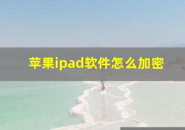 苹果ipad软件怎么加密