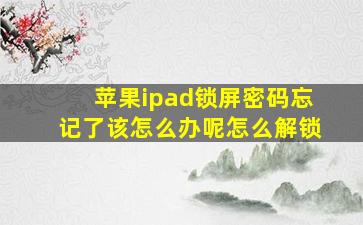 苹果ipad锁屏密码忘记了该怎么办呢怎么解锁