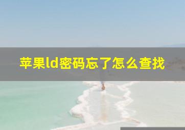 苹果ld密码忘了怎么查找