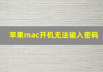 苹果mac开机无法输入密码