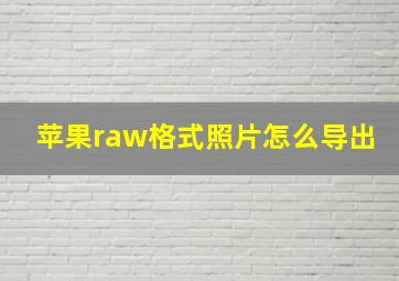 苹果raw格式照片怎么导出