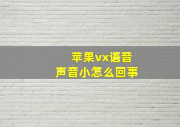 苹果vx语音声音小怎么回事