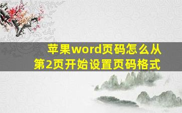 苹果word页码怎么从第2页开始设置页码格式