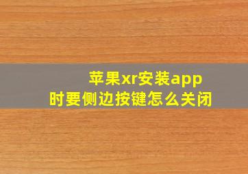 苹果xr安装app时要侧边按键怎么关闭