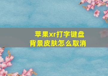 苹果xr打字键盘背景皮肤怎么取消