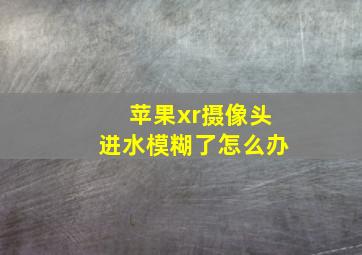 苹果xr摄像头进水模糊了怎么办