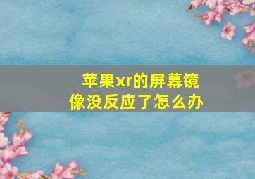 苹果xr的屏幕镜像没反应了怎么办