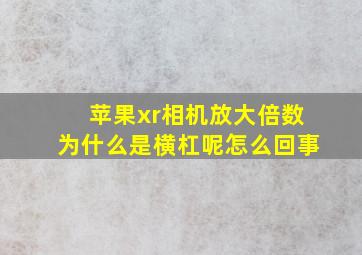 苹果xr相机放大倍数为什么是横杠呢怎么回事