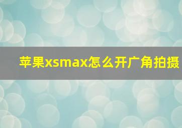 苹果xsmax怎么开广角拍摄