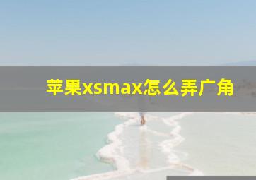 苹果xsmax怎么弄广角