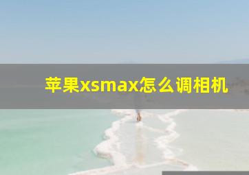 苹果xsmax怎么调相机