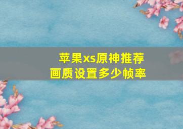 苹果xs原神推荐画质设置多少帧率