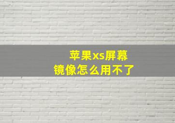 苹果xs屏幕镜像怎么用不了