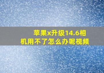 苹果x升级14.6相机用不了怎么办呢视频