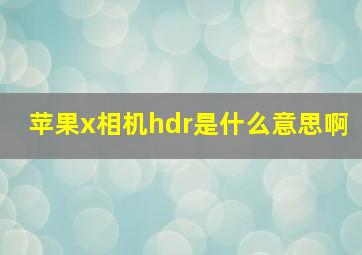 苹果x相机hdr是什么意思啊