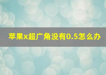 苹果x超广角没有0.5怎么办