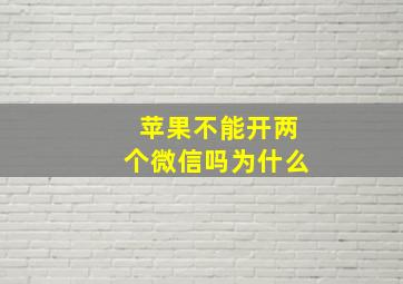 苹果不能开两个微信吗为什么