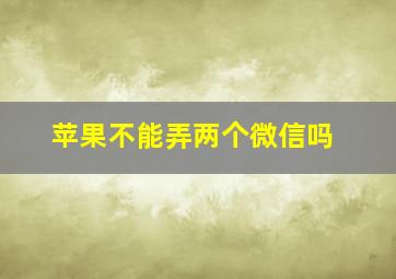 苹果不能弄两个微信吗