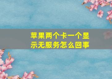 苹果两个卡一个显示无服务怎么回事