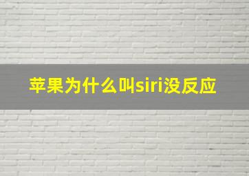 苹果为什么叫siri没反应