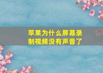 苹果为什么屏幕录制视频没有声音了