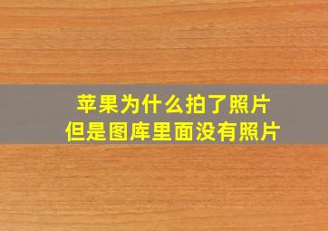 苹果为什么拍了照片但是图库里面没有照片