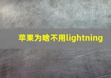 苹果为啥不用lightning