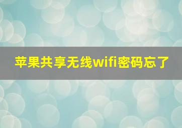 苹果共享无线wifi密码忘了