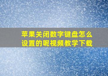 苹果关闭数字键盘怎么设置的呢视频教学下载