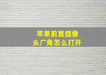 苹果前置摄像头广角怎么打开