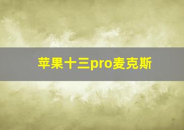 苹果十三pro麦克斯