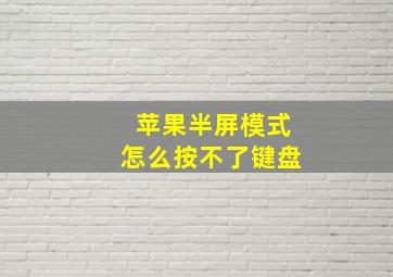 苹果半屏模式怎么按不了键盘