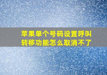 苹果单个号码设置呼叫转移功能怎么取消不了