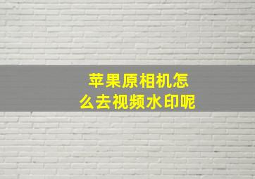 苹果原相机怎么去视频水印呢