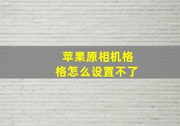 苹果原相机格格怎么设置不了