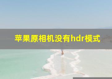 苹果原相机没有hdr模式