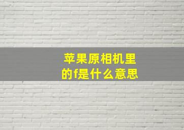 苹果原相机里的f是什么意思