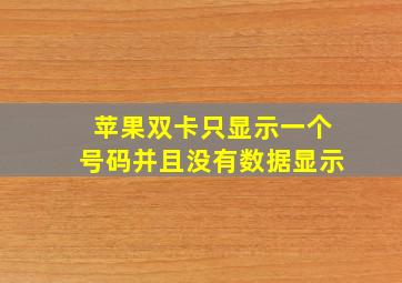 苹果双卡只显示一个号码并且没有数据显示