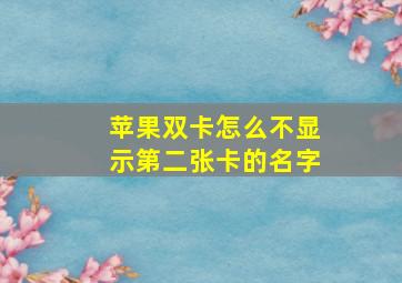 苹果双卡怎么不显示第二张卡的名字