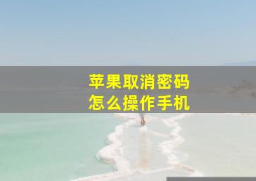 苹果取消密码怎么操作手机