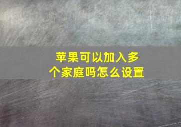 苹果可以加入多个家庭吗怎么设置