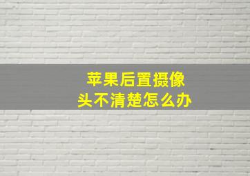 苹果后置摄像头不清楚怎么办