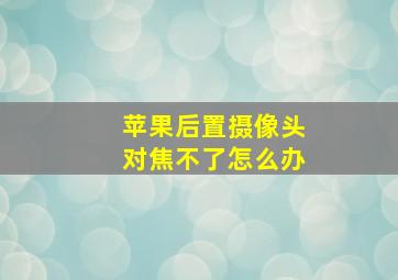 苹果后置摄像头对焦不了怎么办