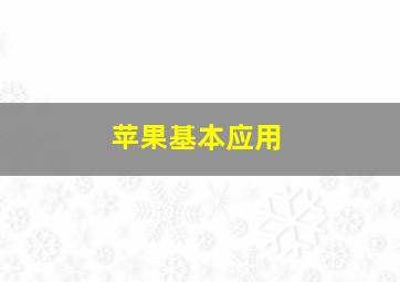 苹果基本应用