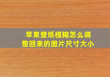 苹果壁纸模糊怎么调整回来的图片尺寸大小