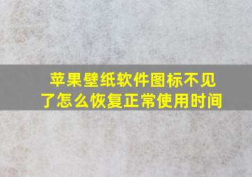 苹果壁纸软件图标不见了怎么恢复正常使用时间