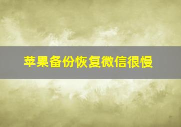 苹果备份恢复微信很慢