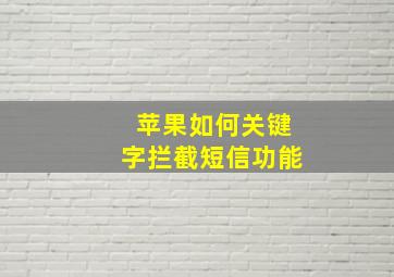 苹果如何关键字拦截短信功能