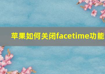 苹果如何关闭facetime功能