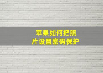 苹果如何把照片设置密码保护